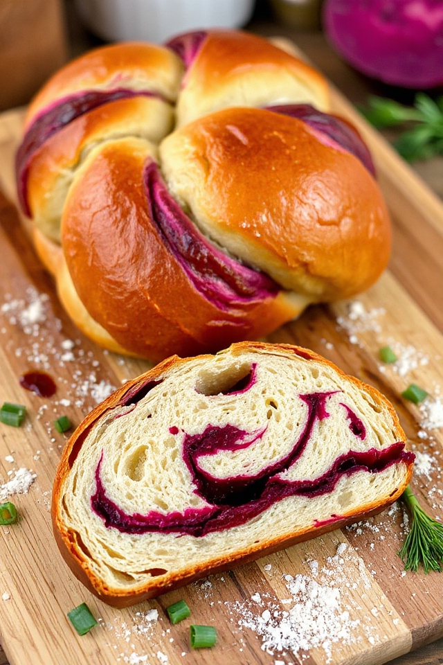 braid onion and beet dough