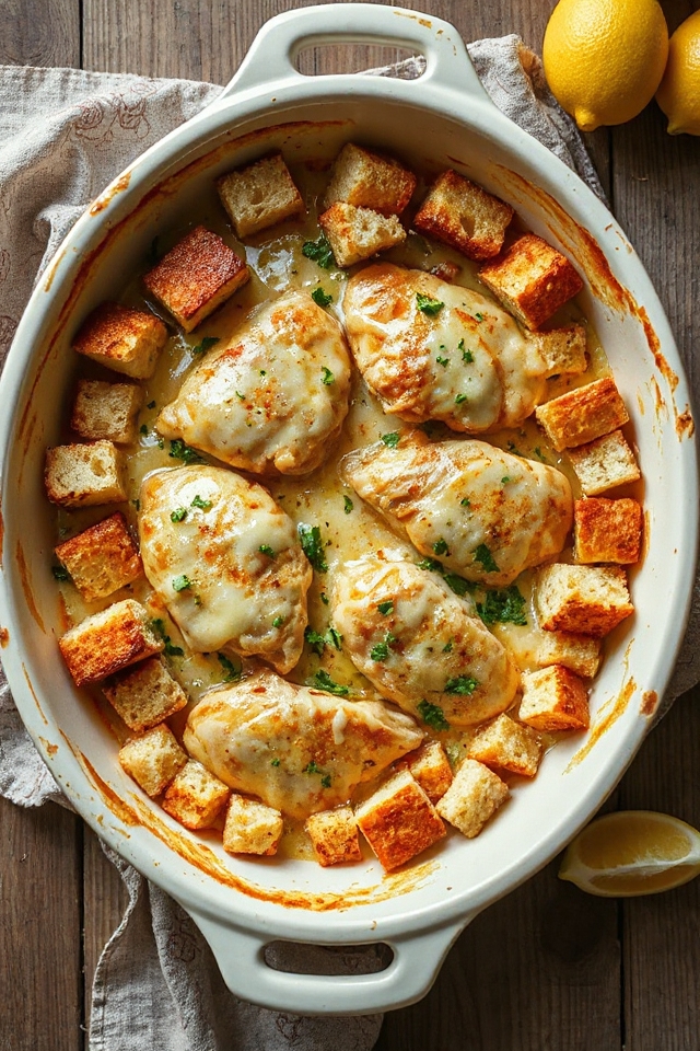 cheesy sourdough chicken bake