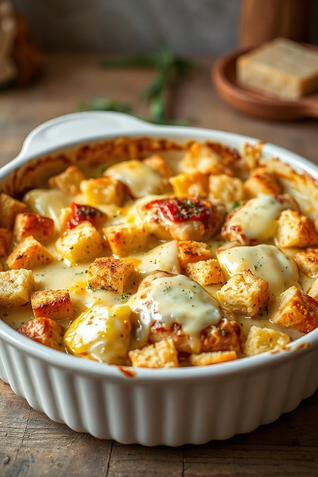 cheesy sourdough chicken bake