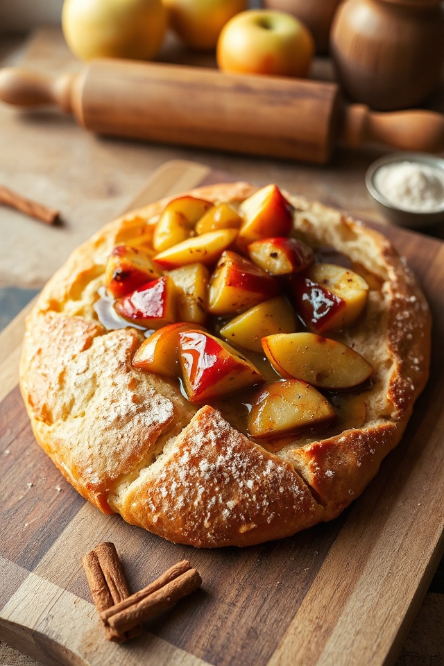 cinnamon apple sourdough flat bread