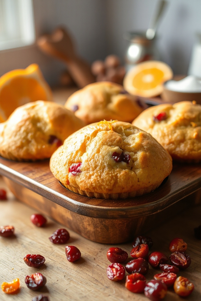 cranberry orange sourdough muffins
