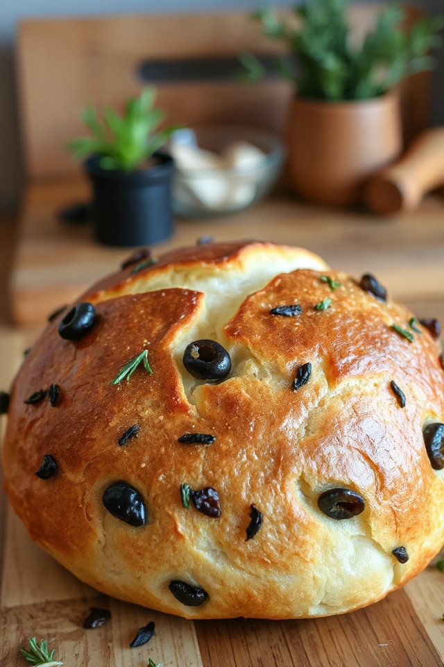 homemade sourdough olive bread