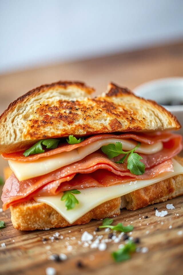 prosciutto provolone sourdough sandwich