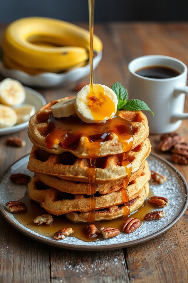 sourdough banana nut waffles