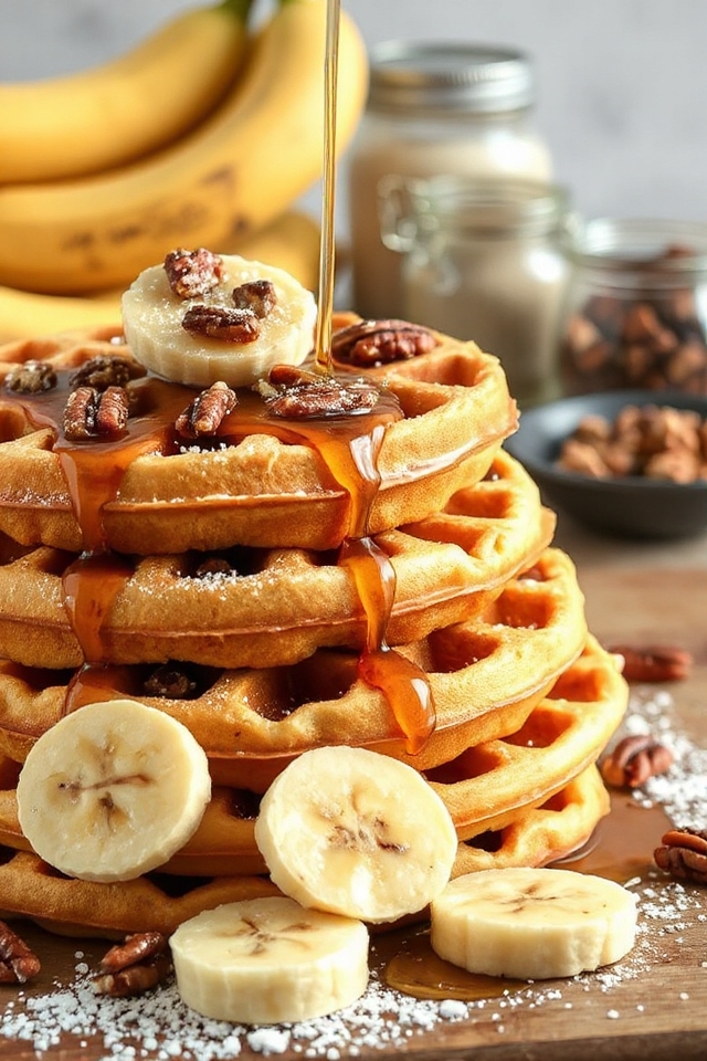 sourdough banana nut waffles
