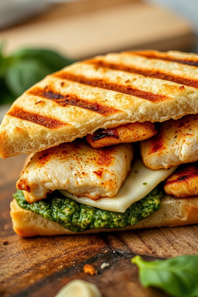 sourdough chicken pesto panini