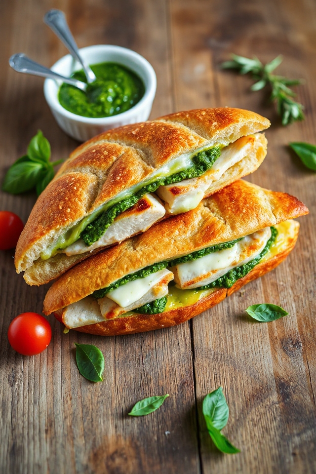 sourdough chicken pesto panini