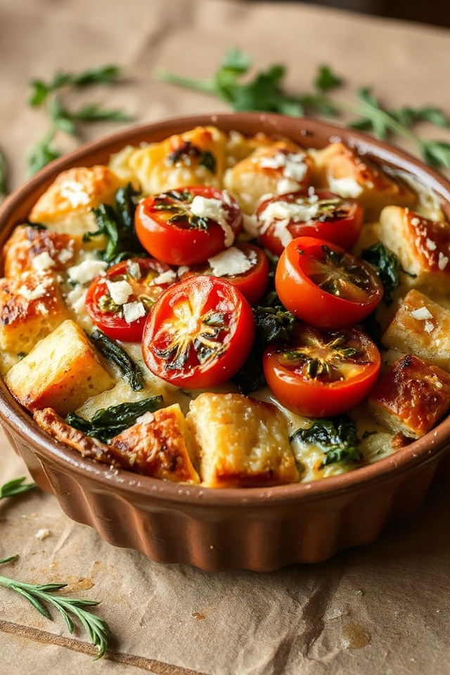 sourdough strata with roasted tomatoes